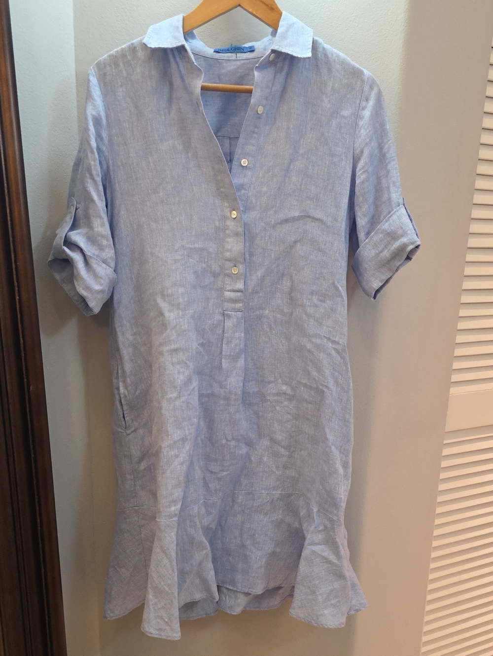 J. McLaughlin Light Coastal Blue Wellesley Linen Midi Shirt Dress XS - Picture 1 of 10